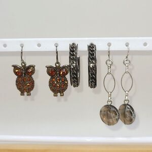 3 pair earrings,  as shown, pierced